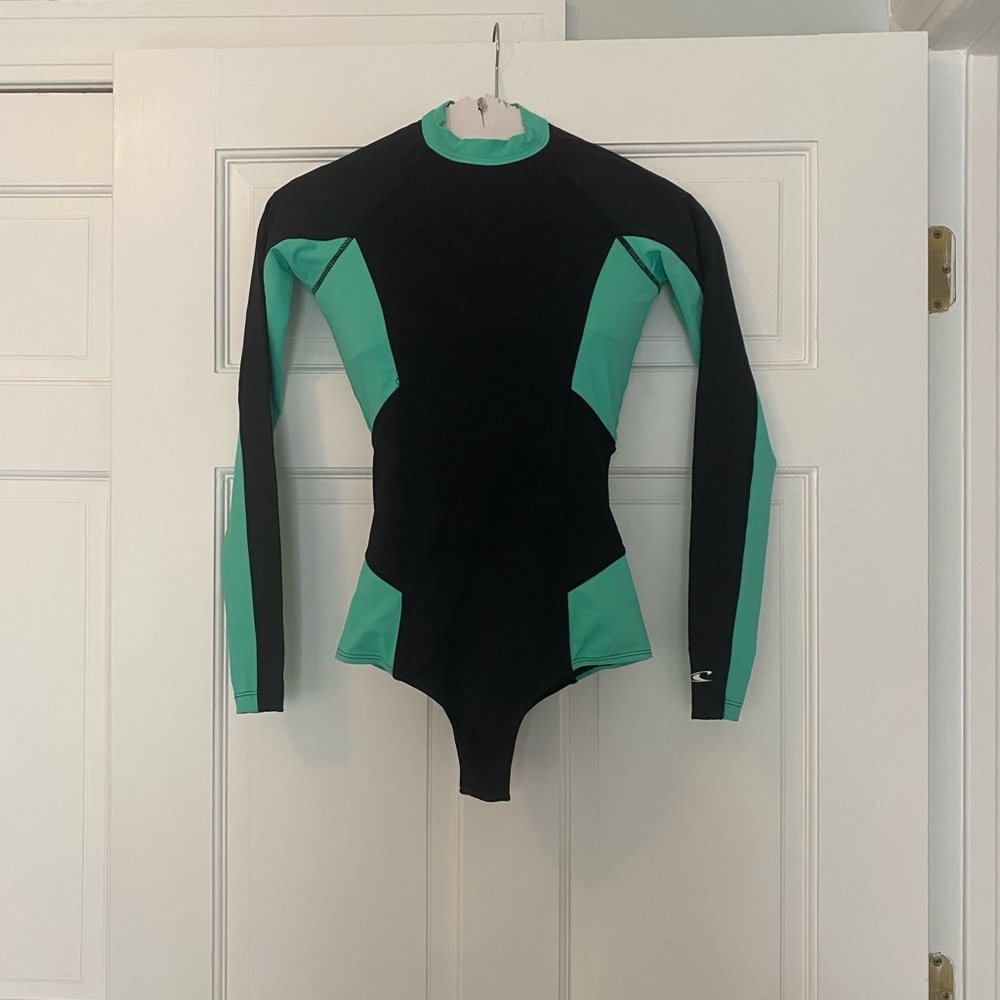 Women's Black and Green One Piece Swimsuit